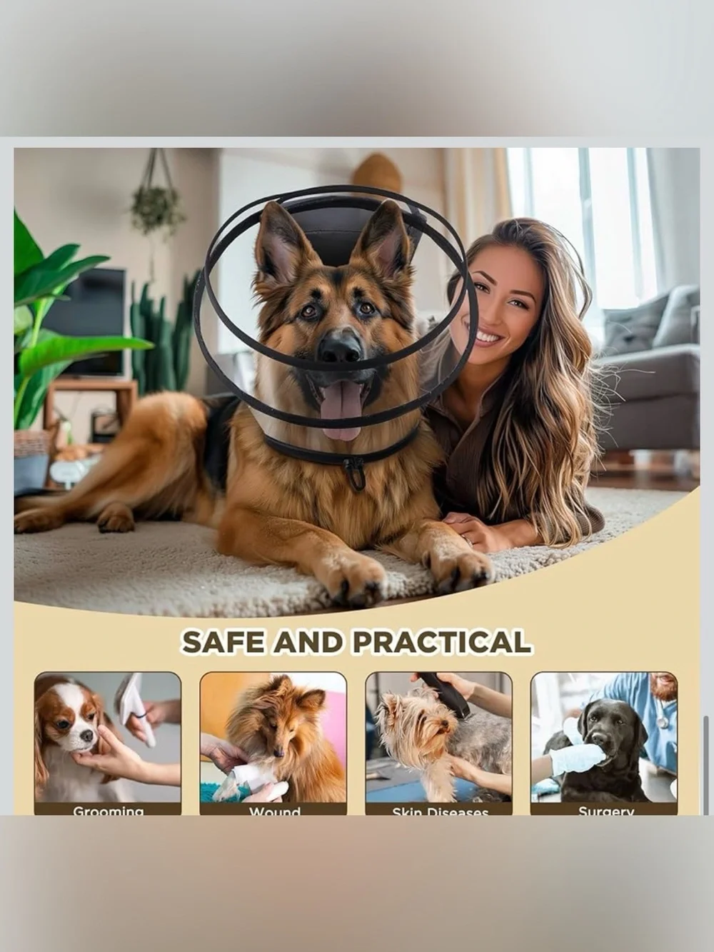 Transparent Dog Cone Collar for After Surgery,Dog Alternative Cones -XXL